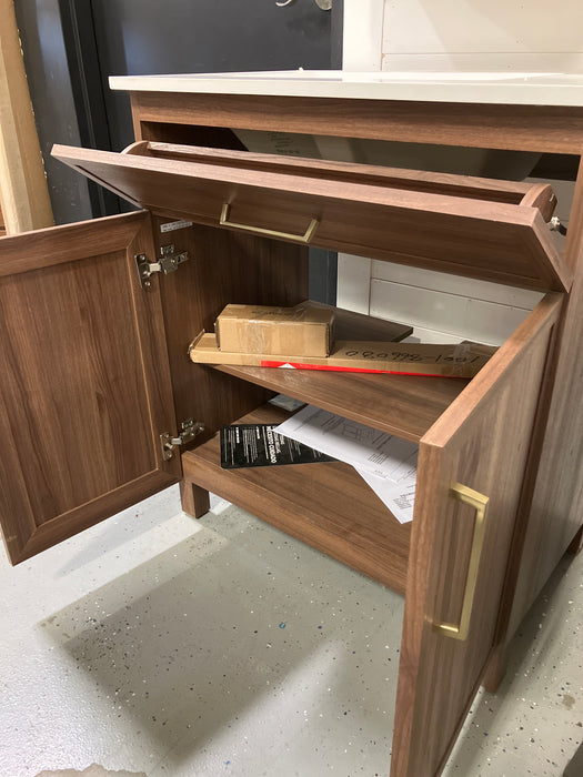 Walnut Vanity with Gold Hardware