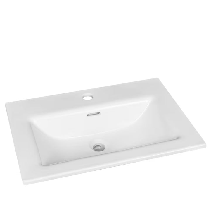 Rectangular Drop-in Sink with Single Hole Drilling in White (new)