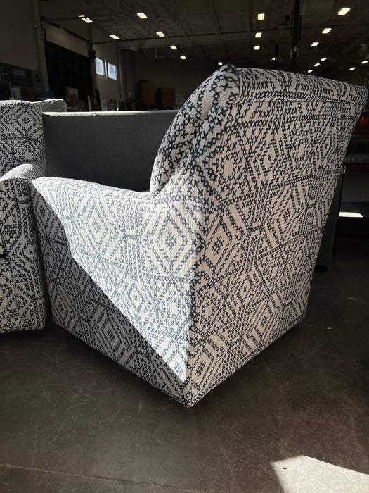 Blue Patterned Swivel Chair