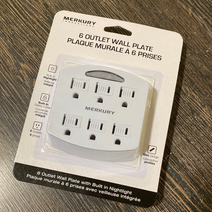 6-Outlet Wall Plug with Nightlight