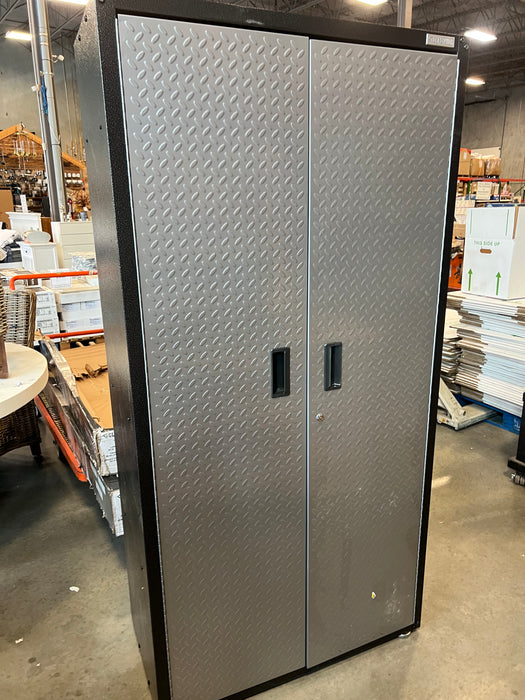 Gladiator Ready-to-Assemble 72-inch H x 36-inch W x 18-inch D Steel Freestanding Garage Cabinet in Silver Tread (As Is Dents)