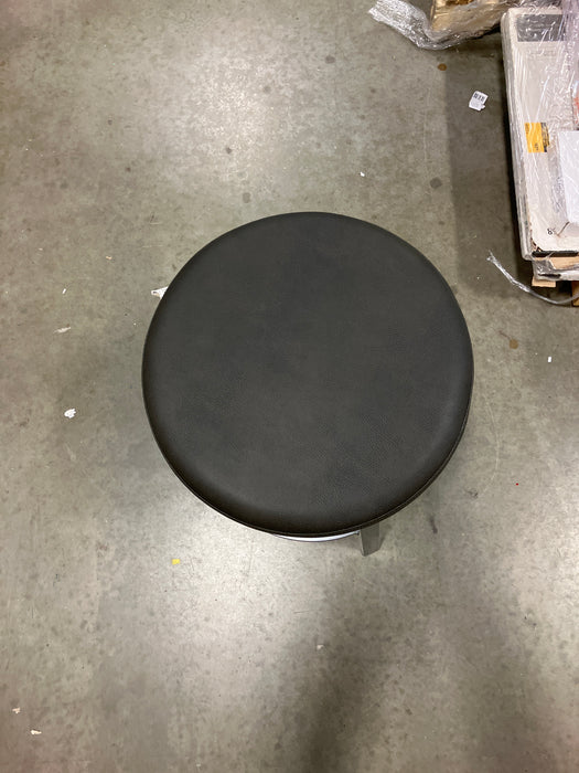 Amisco Amisco Clock 26 in. Swivel Counter Stool - Black Faux Leather / Metallic Grey Metal (New)