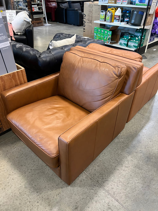Modern Tan Leather Armchair (no legs) (new)
