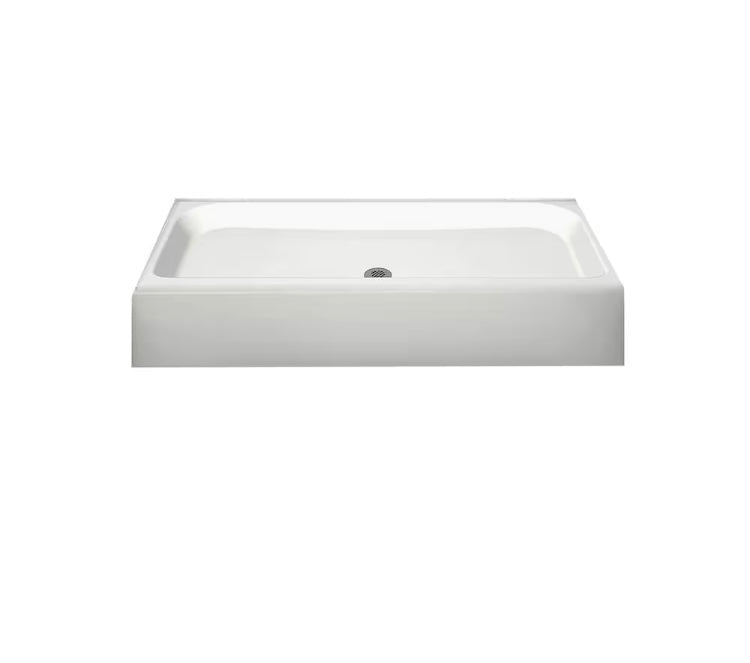 MAAX Alaska 60L x 32W x 7H Rectangular Centre Drain Fibreglass Shower Base Pan in White (New)
