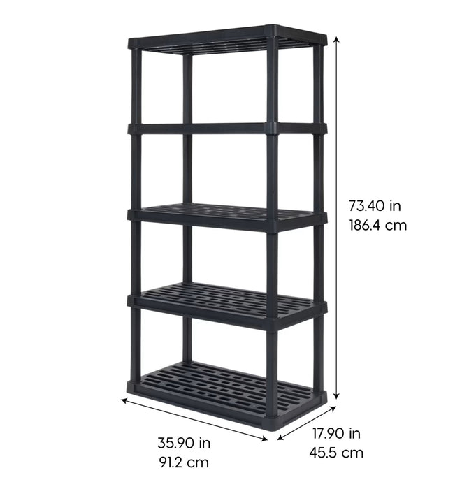 Plastic Rack Shelf with 5 Large Shelves, Black (new)