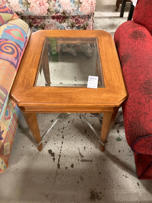 Glass top side table (used)