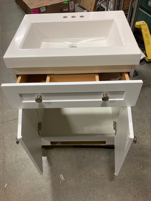 Everdean 24.5-inch W x 34.4-inch H x 18.75-inch D Bathroom Vanity in White with Cultured Marble Countertop/Rectangular Sink