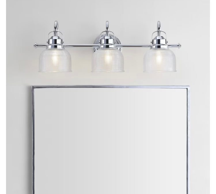 JONATHAN Y Virginia 25.25" 3-light Metal/Glass LED Vanity Light, Chrome