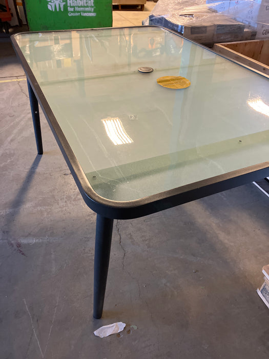 Steel-Frame Glass Top Outdoor Dining Table
