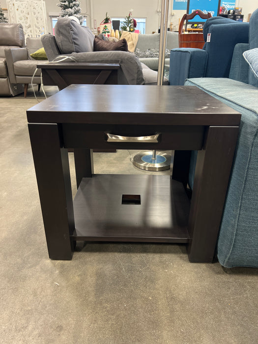 Solid Espresso Wood Side Table