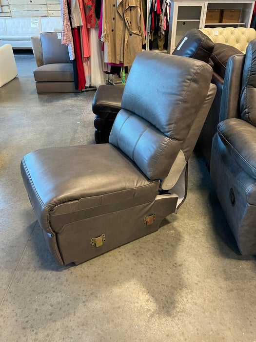 Grey Armless Leather Chair with Stitching (new)