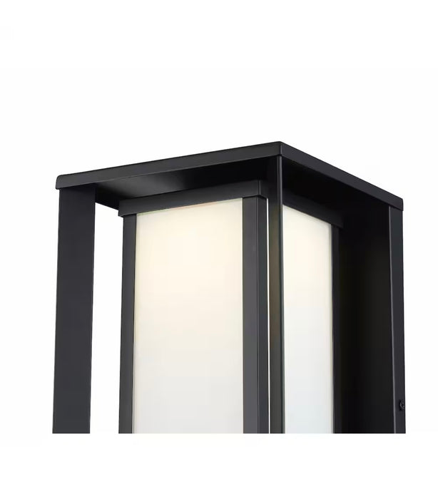 GlucksteinElements Paxton 1-Light 12-inch H Integrated LED Outdoor Wall Sconce Light Black Metal Finish with Frosted Glass (new)