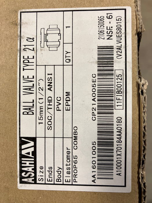 Ball Valve Asahiav Type 21 a 15mm  (new)