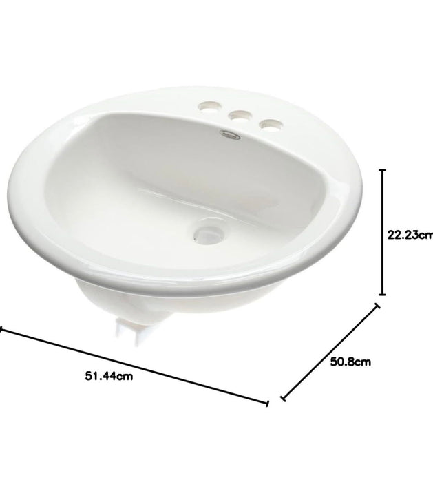 American Standard 0491.019.020 Rondalyn Self-Rimming Countertop Sink with 4-Inch Faucet Spacing and Tapered Edges for Style (White) (new)