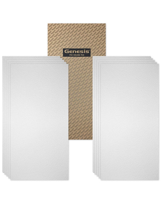Genesis 2 ft. x 4 ft. Stucco Pro White Ceiling Panel Carton of 10 (new)