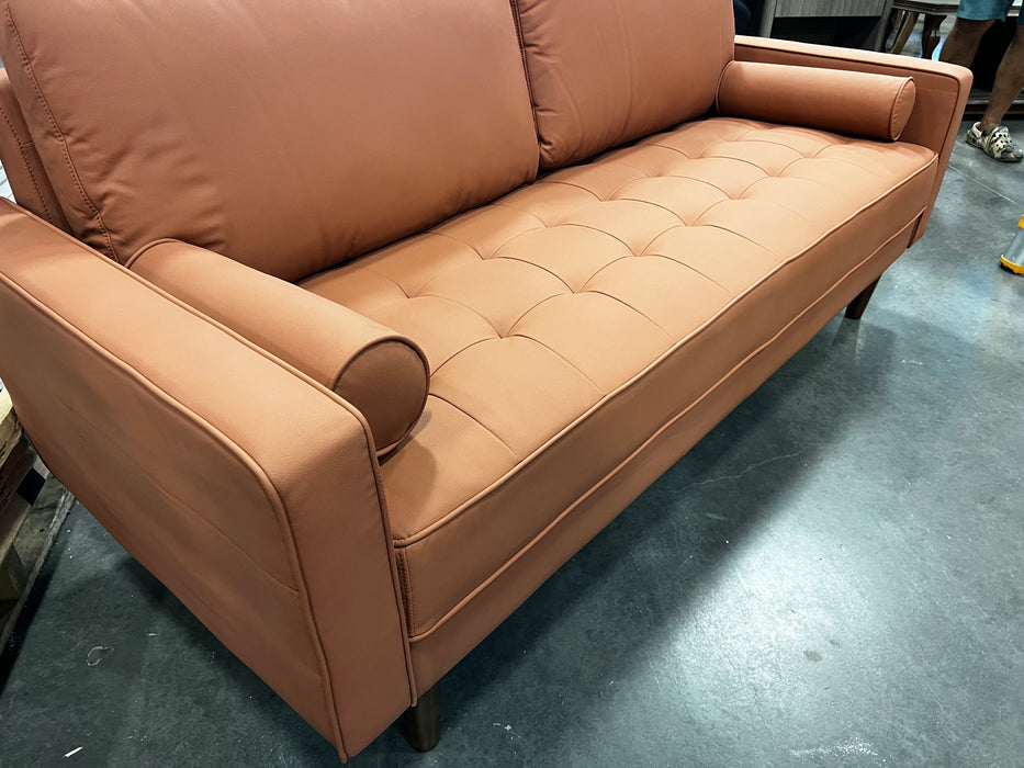 Germania 70" Office Upholstered Leather Square Arm Sofa - Upholstery Colour Orange Brown Faux Leather - SF3321S-BN