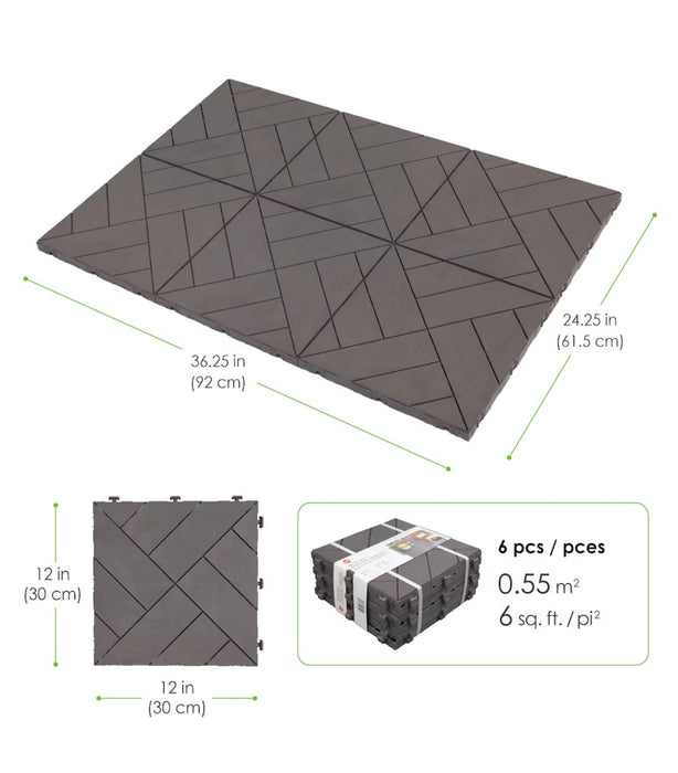 Easy Tile 12" x 12" Parquet Deck Tile (6-Pack) Shadow (new)