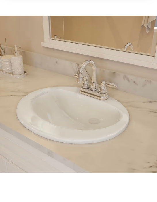 Glacier Bay Oval Drop-In Bathroom Sink in White (new)