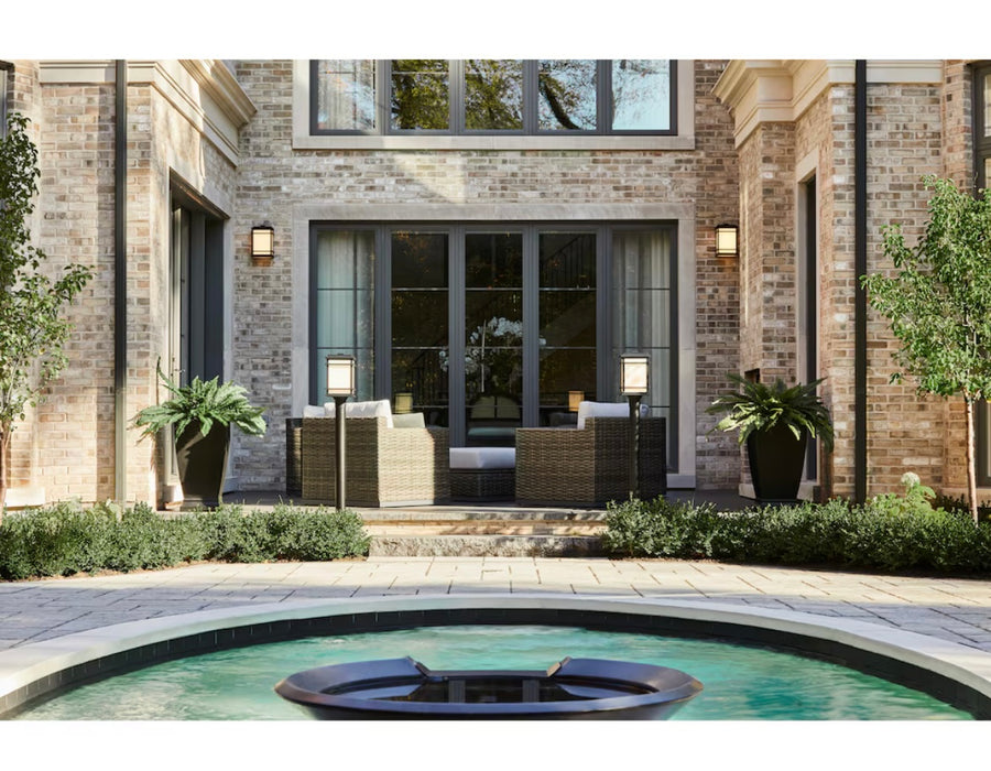 GlucksteinElements Balmoral 1-Light 12-inch Hight Integrated LED Black Outdoor Wall Sconce Light in Black Metal Finish with White Panel Glass (new)