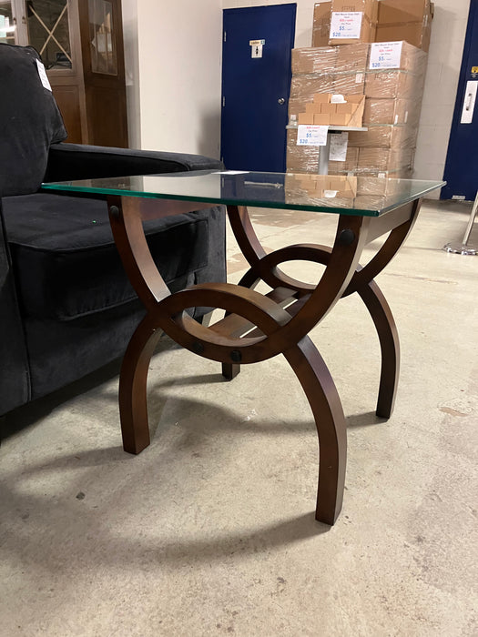 Side Table with Glass Top - (used)