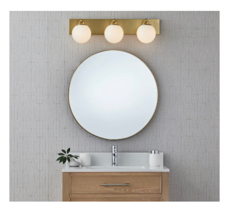 Brass Globe 3-Light Bathroom Vanity Fixture
