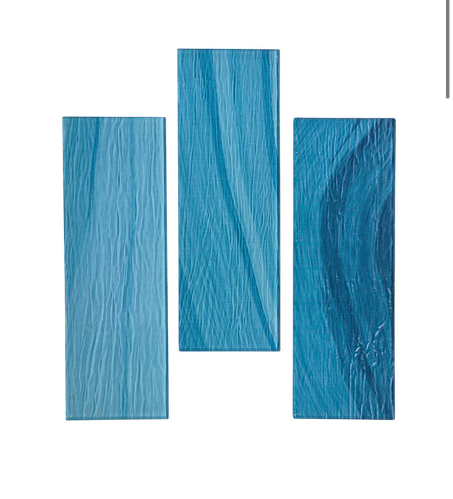 LuxySplash Shades of Blue Textured Glass Subway Wall Tile 4" x 12"