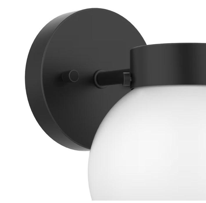 LED 3CCT Outdoor Black Global Wall Light with Opal Glass Shade (new)
