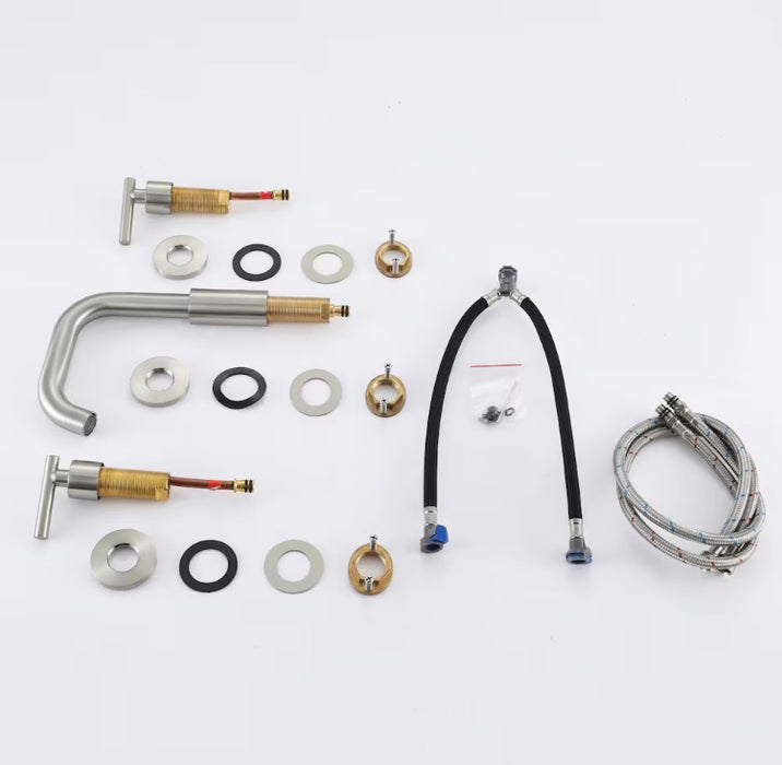 WELLFOR SZ1 Widespread Bathroom Sink Faucet with Two Handles in Brushed Nickel (new)