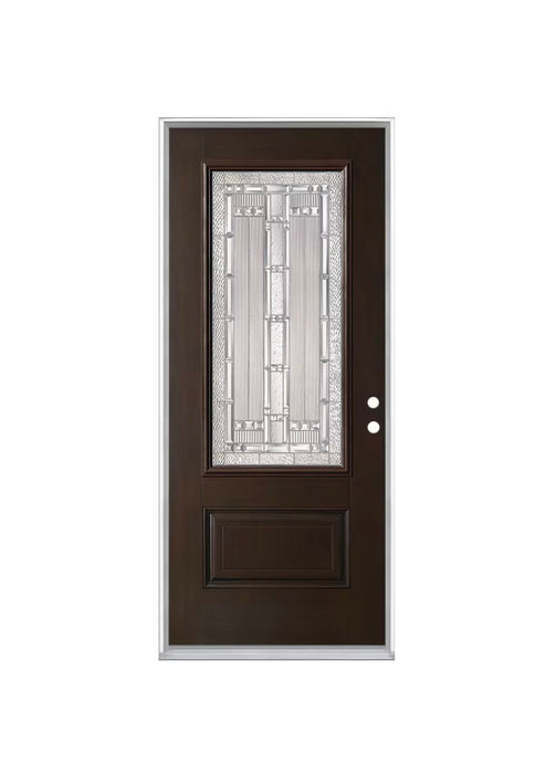 Masonite Everland 32-inch x 80-inch x 4-9/16-inch Chestnut 3/4 Lite Elmhurst Single Fibreglass Prehung Front Door LH (new)