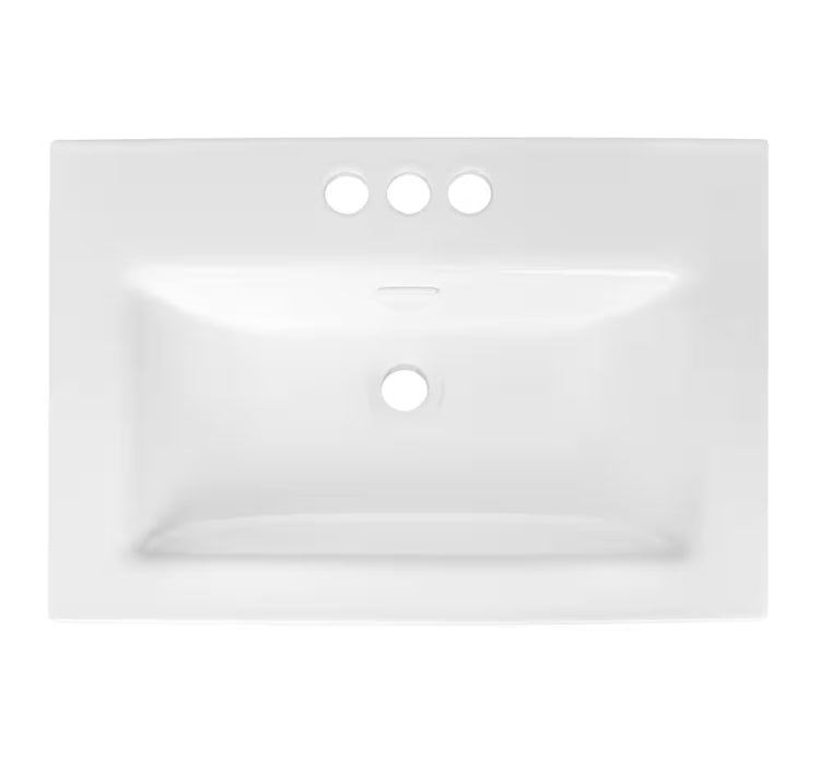 Glacier Bay Rectangular Drop-in Sink with 4 inch Center Drilling in White (New)