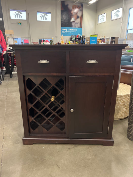 Dark Brown Solid Wood Wine Cabinet