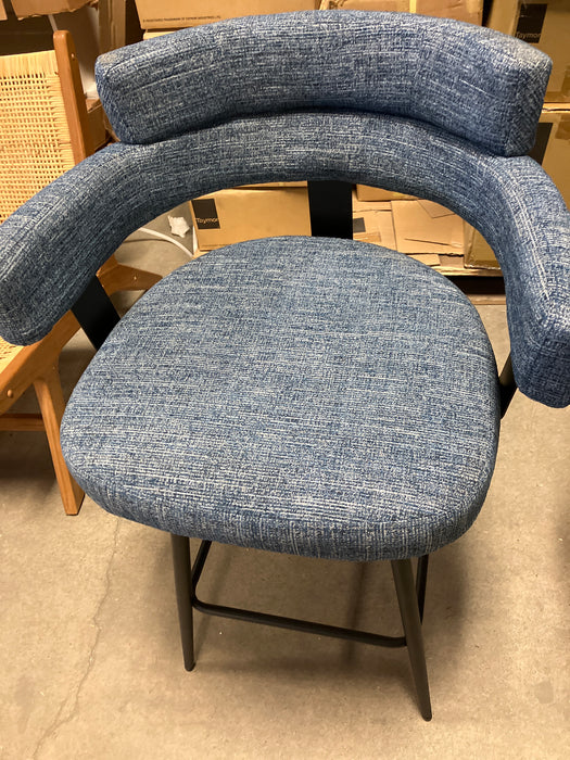Full Back Counter Height Upholstered Metal - Seat Height: Extra Tall (26" Seat Height), Upholstery: Blue - HUSF-SBS1016BU-30
