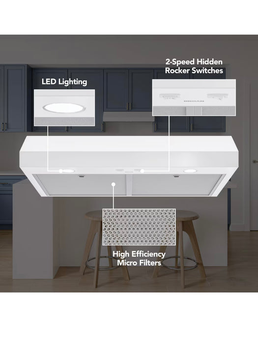 Broan 30-Inch Under Cabinet Range Hood, ENERGY STAR, 350 Max Blower CFM, White (New)