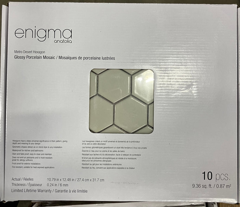 Anatolia 2-inch Metro Desert Hexagon Glossy Porcelain Mosaic (New)