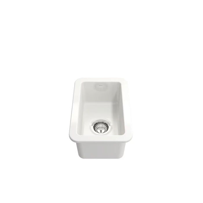 BOCCHI Sotto Dual-Mount Fireclay 12 inch Single Bowl Bar Sink in White (new)