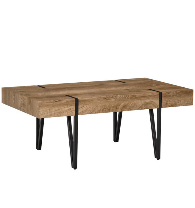 HOMCOM Rustic Coffee Table, Rectangle Nature Cocktail Table with Steel Legs (new in box)