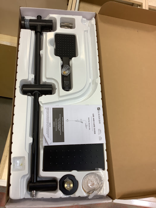 Glacier Bay Modern 8-inch 1-Function Wall Mount Rectangle Handshower & Showerhead Kit in Matte Black (Missing a piece.)