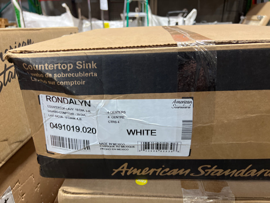American Standard 0491.019.020 Rondalyn Self-Rimming Countertop Sink with 4-Inch Faucet Spacing and Tapered Edges for Style (White) (new)
