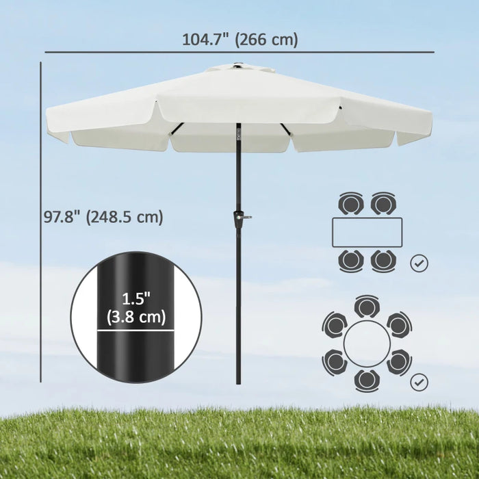 Outsunny 8.5 ft Outdoor Umbrella, Round Patio Umbrella with Tilt and Crank, Cream White (Used)