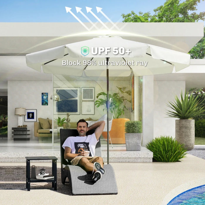 Outsunny 8.5 ft Outdoor Umbrella, Round Patio Umbrella with Tilt and Crank, Cream White (Used)