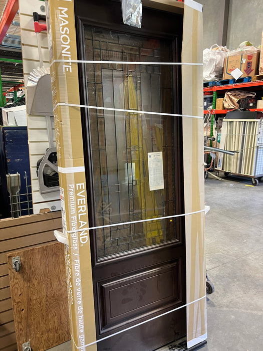 Masonite Everland 32-inch x 80-inch x 4-9/16-inch Chestnut 3/4 Lite Elmhurst Single Fibreglass Prehung Front Door LH (new)