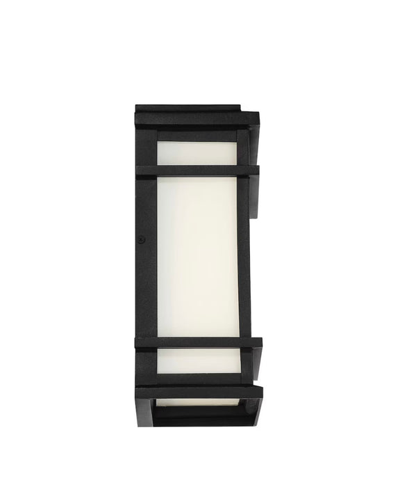 GlucksteinElements Balmoral 1-Light 12-inch Hight Integrated LED Black Outdoor Wall Sconce Light in Black Metal Finish with White Panel Glass (new)