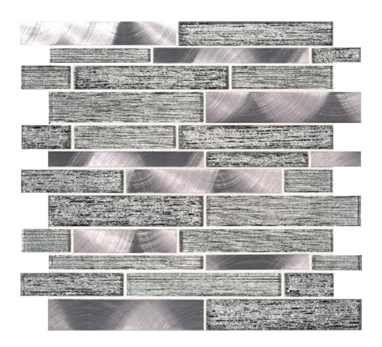 MSI Stone ULC Volcanic Luxe Interlocking 11.63 in. x 12.81 in. x 8mm Glass Metal Mesh-Mounted Mosaic Tile (New)