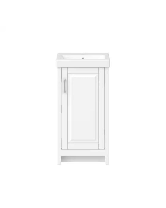 Simard 34-inch H x 17.50-inch W White Wood 1-Door Bathroom Vanity with Single Sink White Ceramic Top (new)