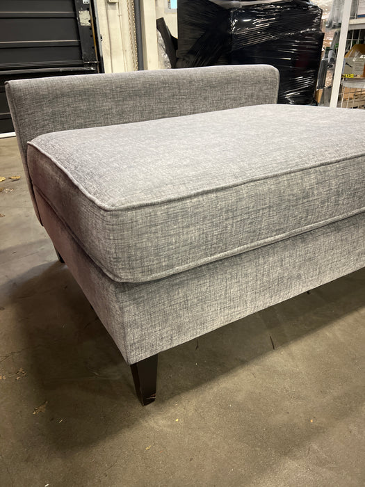 Grey Fabric Ottoman with Low Back
