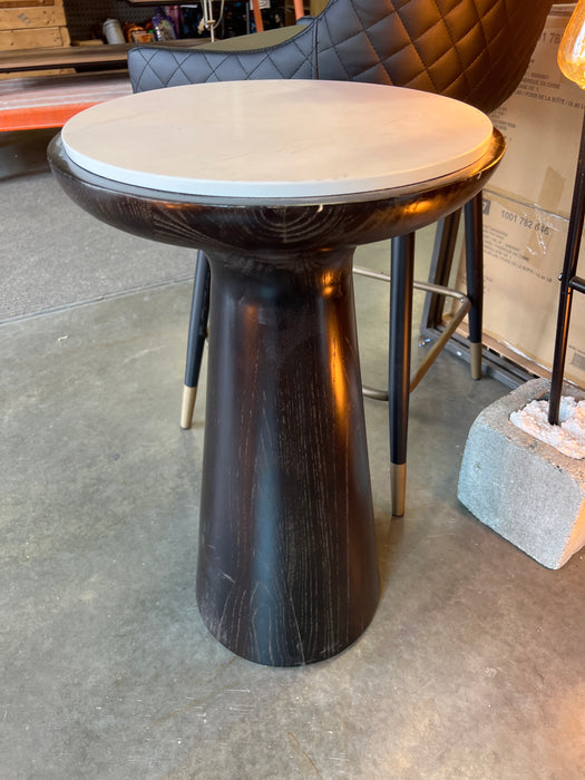 Modern Dark Wood Side Table with Stone Top (used)