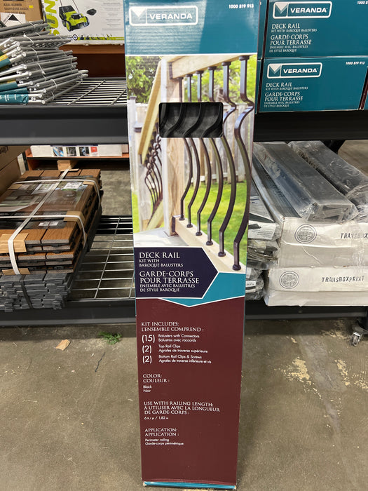 Veranda 15pc Aluminum Baluster Kit with 32in Baroque Balusters End Caps and Brackets for 6ft x 42in H Rails (new)