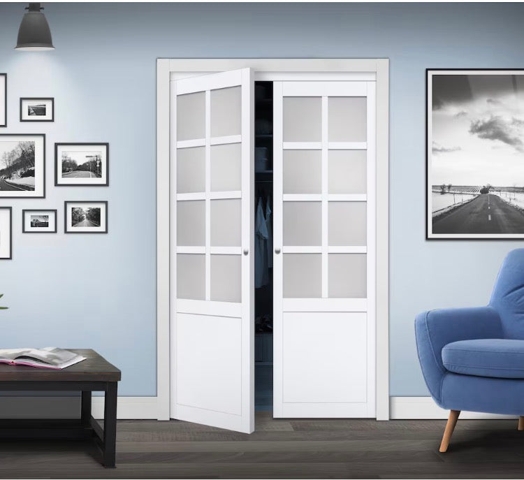 TRUporte 48" x 80" 8-Lite White 2 Pivot Door (new)