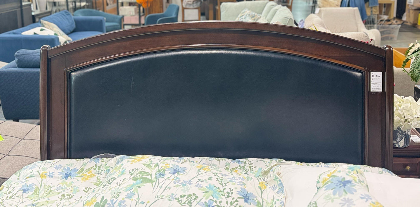 Dark Wood Queen Bed Frame with Storage Drawers