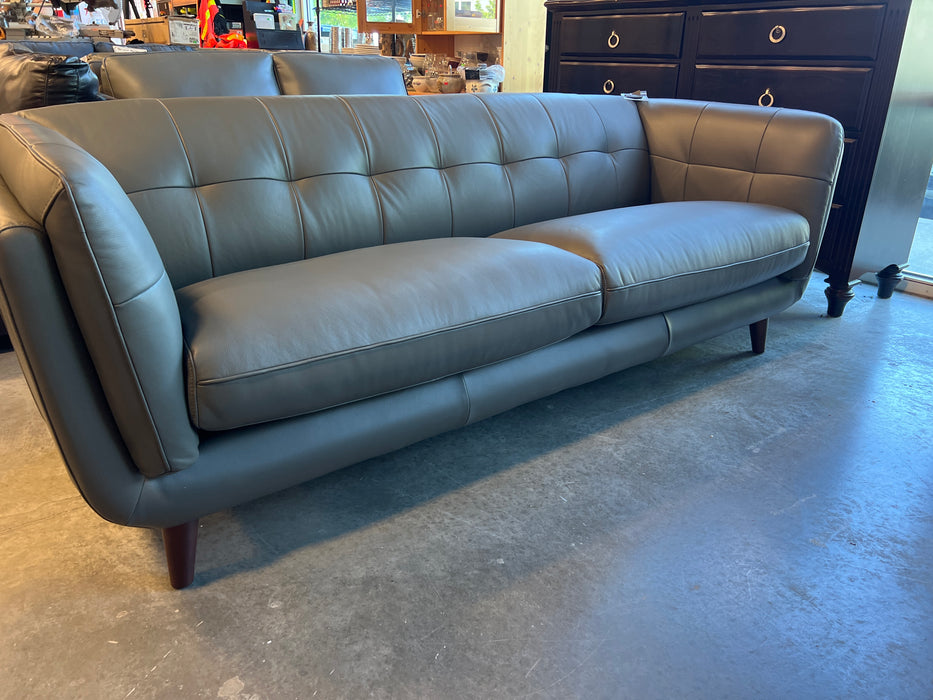 Modern Grey Leather Midcentury Couch (new)